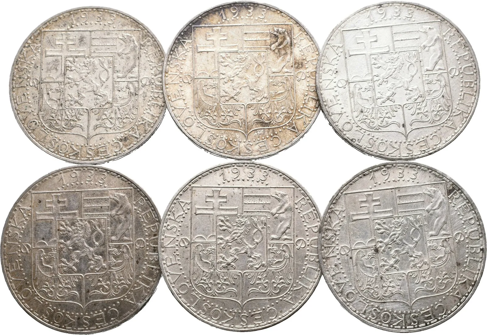 20 Koruna 1933 (6x) 1934 a 1937 - Masaryk (2x), — 1
