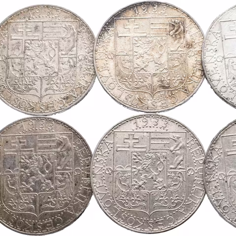 20 Koruna 1933 (6x) 1934 a 1937 - Masaryk (2x),