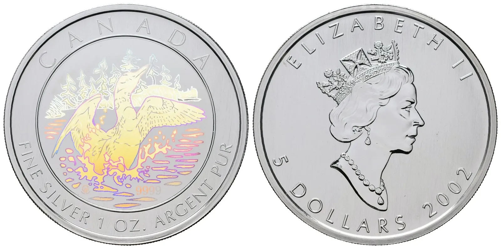Kanada, 5 Dollars 2002 - Anniversary Loon Hologram Coin