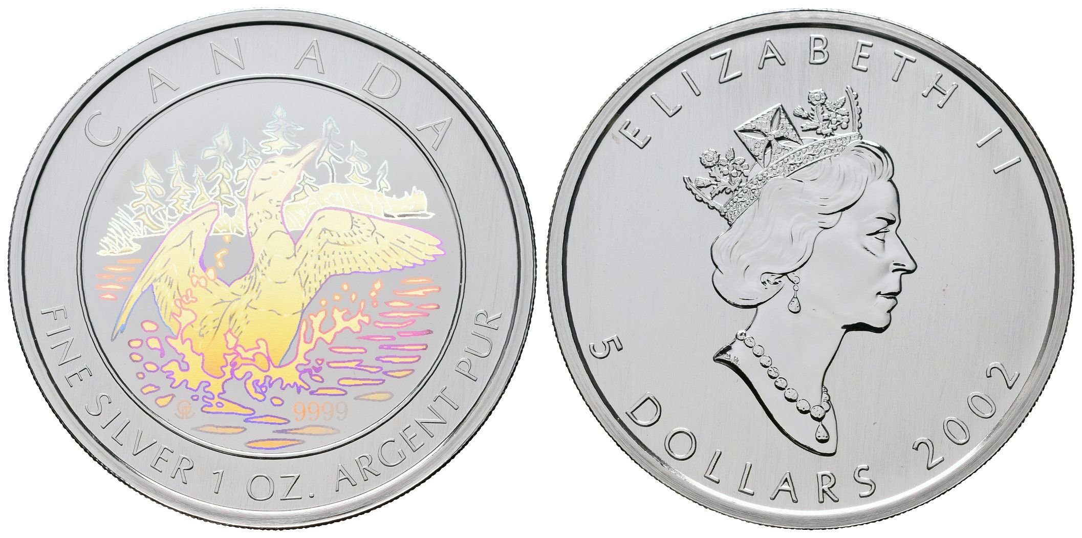 Kanada, 5 Dollars 2002 - Anniversary Loon Hologram Coin