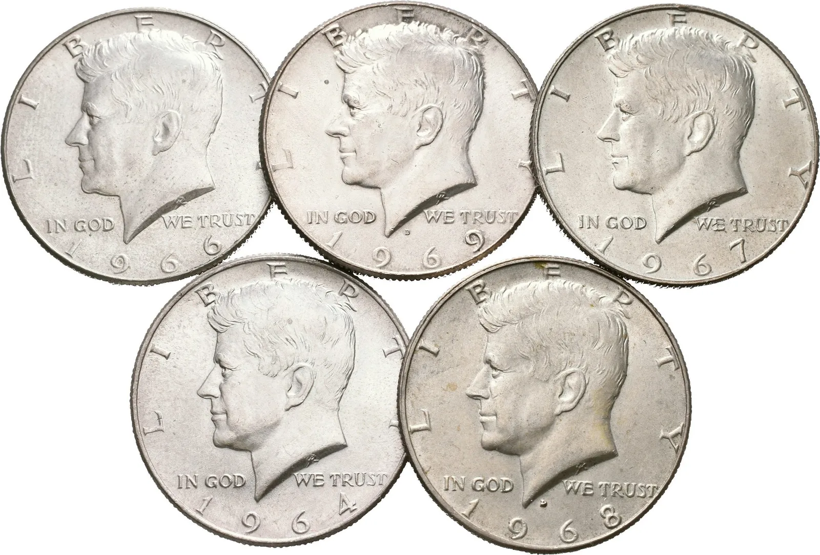 Soubor mincí - 1/2 Dollar 1964, Ag 0,900 (12,50 g) + — 1