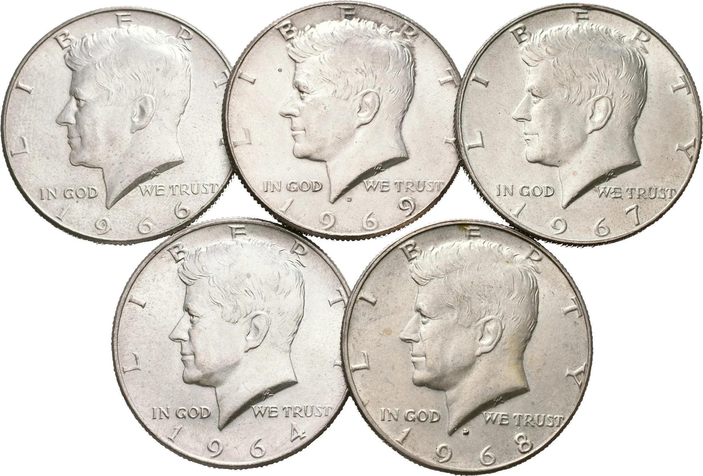 Soubor mincí - 1/2 Dollar 1964, Ag 0,900 (12,50 g) + — 1