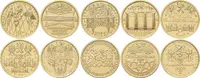Sada zlatých mincí 2000 Kč - Deset století architektury 2001 - 2005, luxusní dřevěná — 2