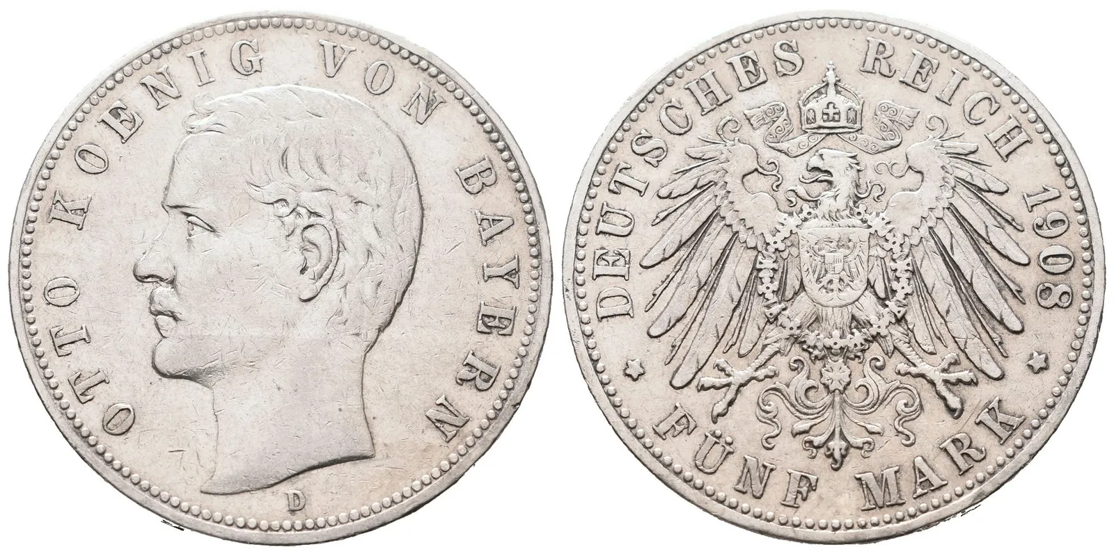 Bavorsko, 5 Marka 1908 D
