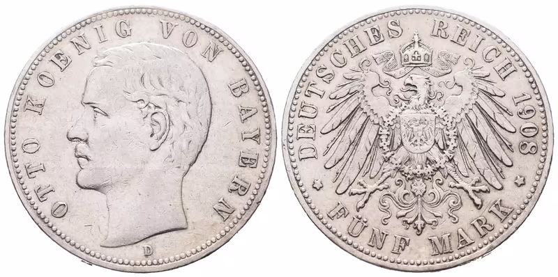 Bavorsko, 5 Marka 1908 D