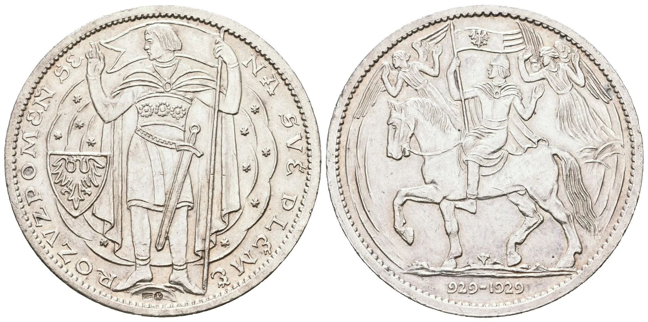 AR Medaile 1929 (O. Španiel) - Milénium sv. Václava 929 - 1929. Stojící kníže Václav — 1