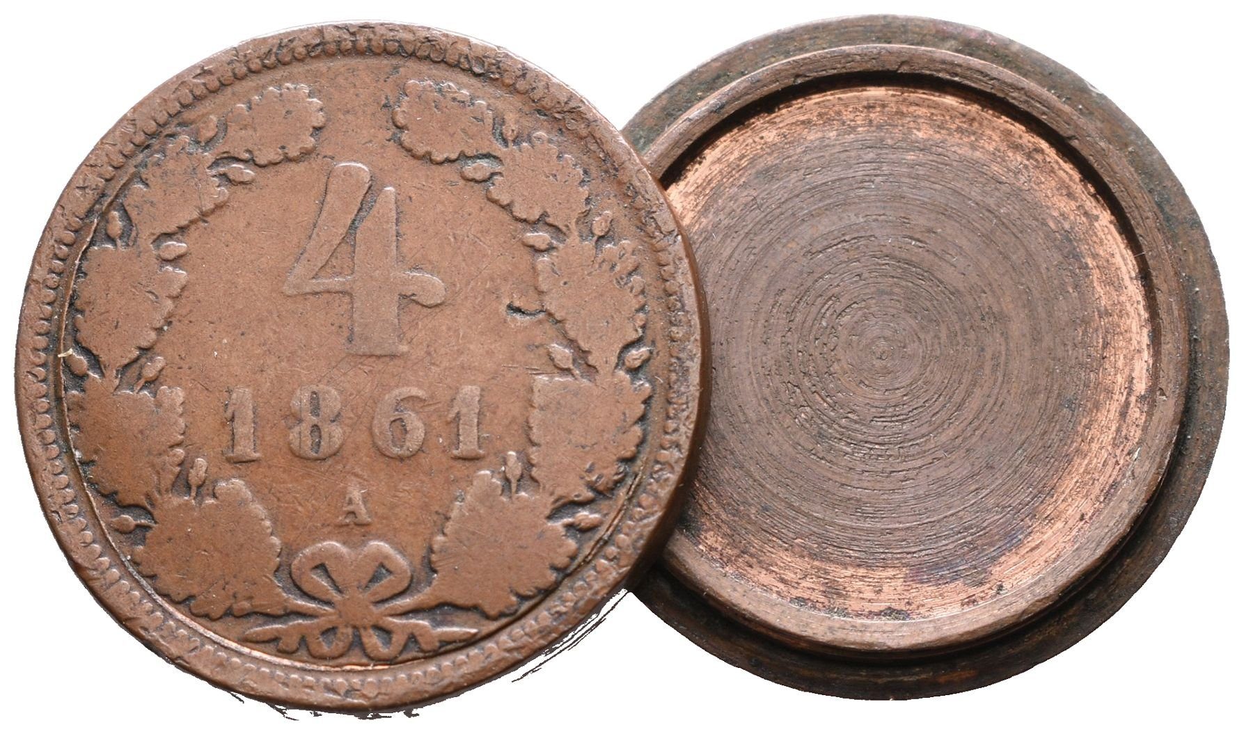 4 Krejcar 1861 A - Šroubovací