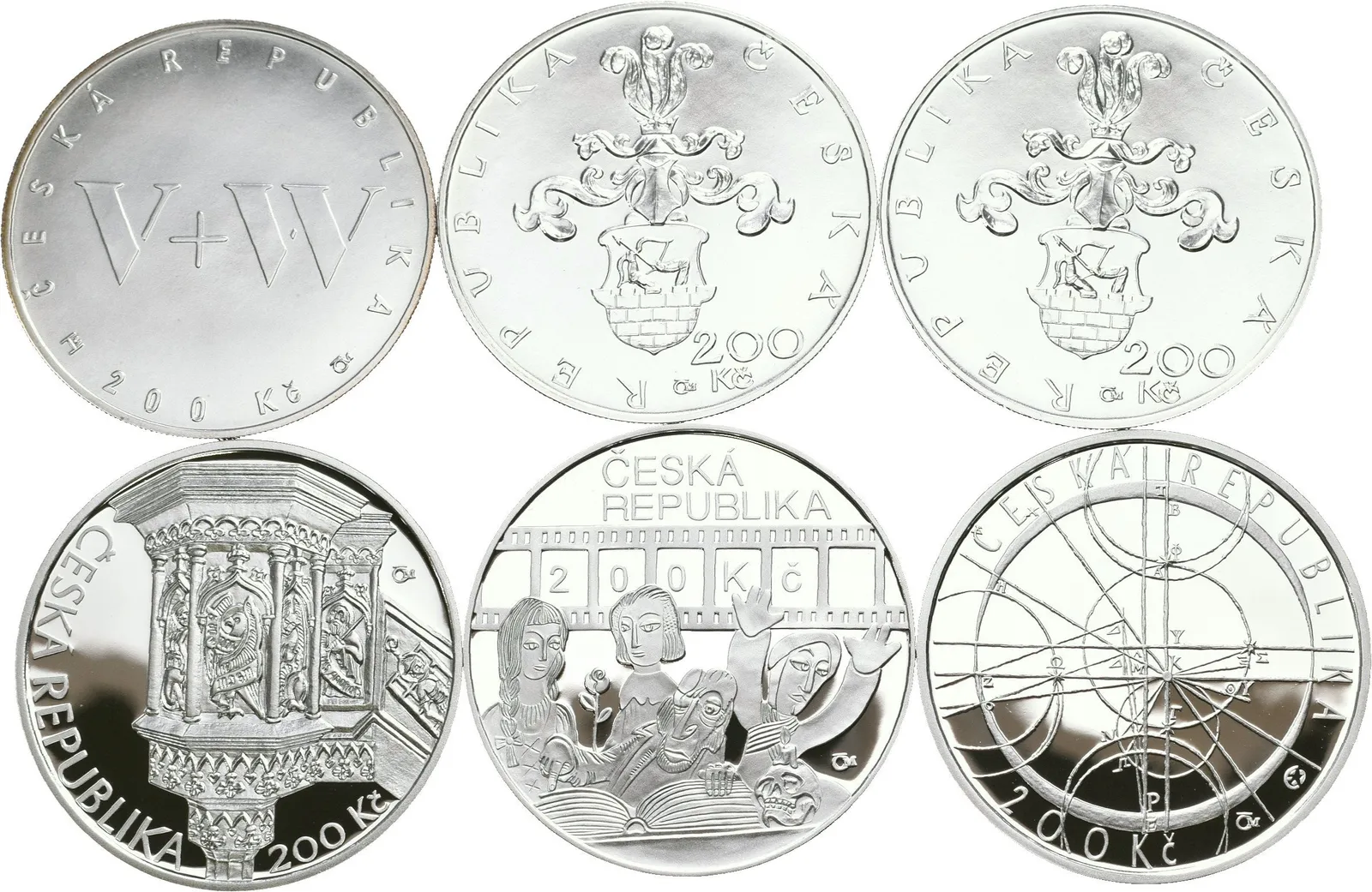 Soubor mincí - 200 Kč 2005 - Voskovec a Werich, Mikuláš Dačický z Heslova (2x), — 1