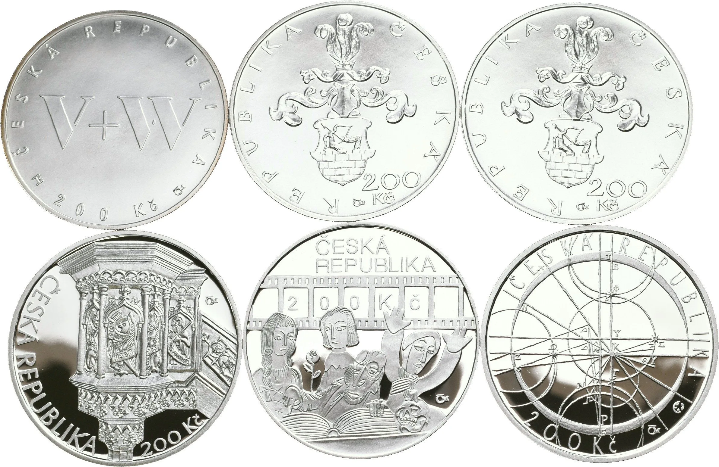 Soubor mincí - 200 Kč 2005 - Voskovec a Werich, Mikuláš Dačický z Heslova (2x), — 1