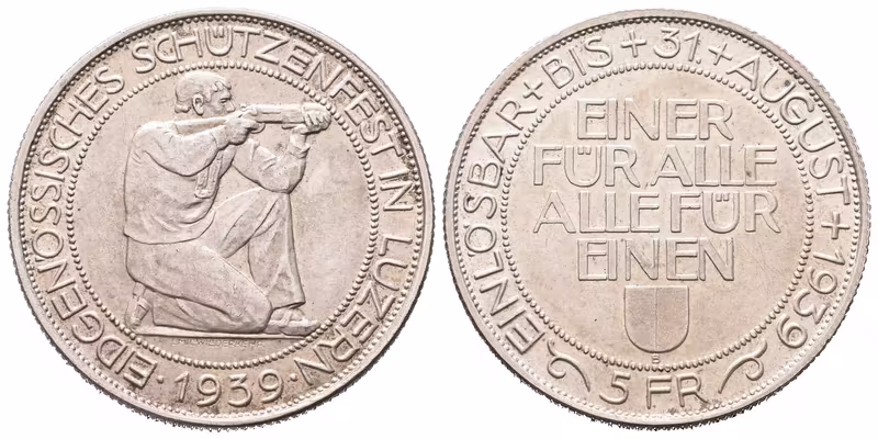 Švýcarsko, 5 Frank 1939 - Střelecký
