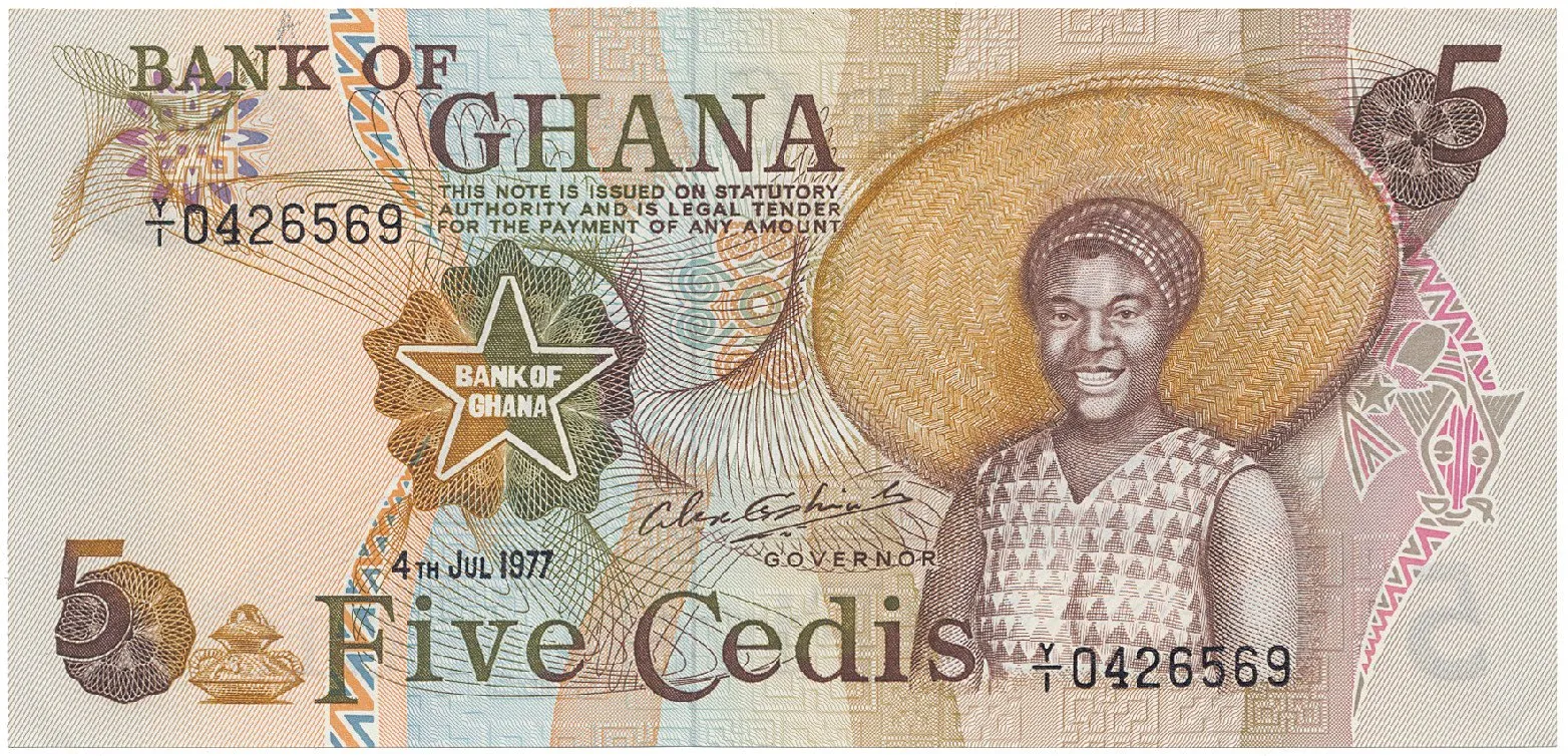 Ghana, 5 Cedis 1977, P.15b