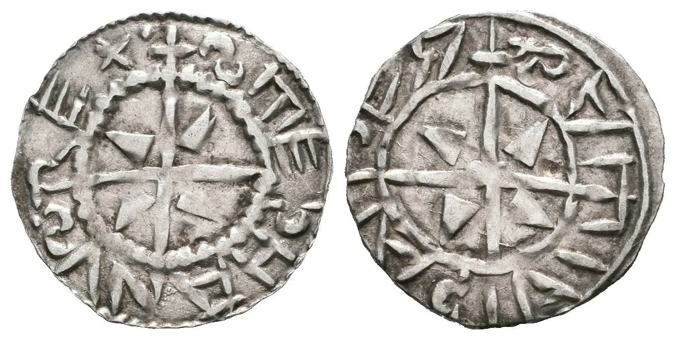 Denár, Husz.1, var. ležaté obrácené S v opisu na Av., — 1