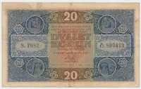 Československo, 20 Koruna 1919, série P 082, tisk Národní Politika Praha, Hej.10a
