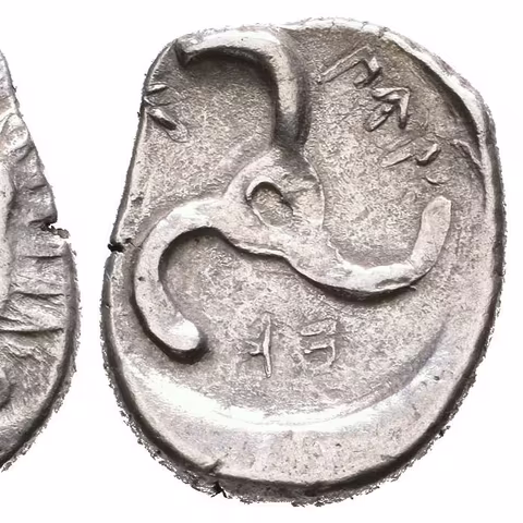 AR Tetrobol, cca. 380 př. Kr., Lví skalp čelně / Triskeles, kolen nápis PERIKLE, SG.5241,