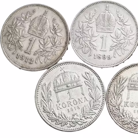 Soubor 1 Korunových mincí 1894 - 1915, bz i KB, různé ročníky,