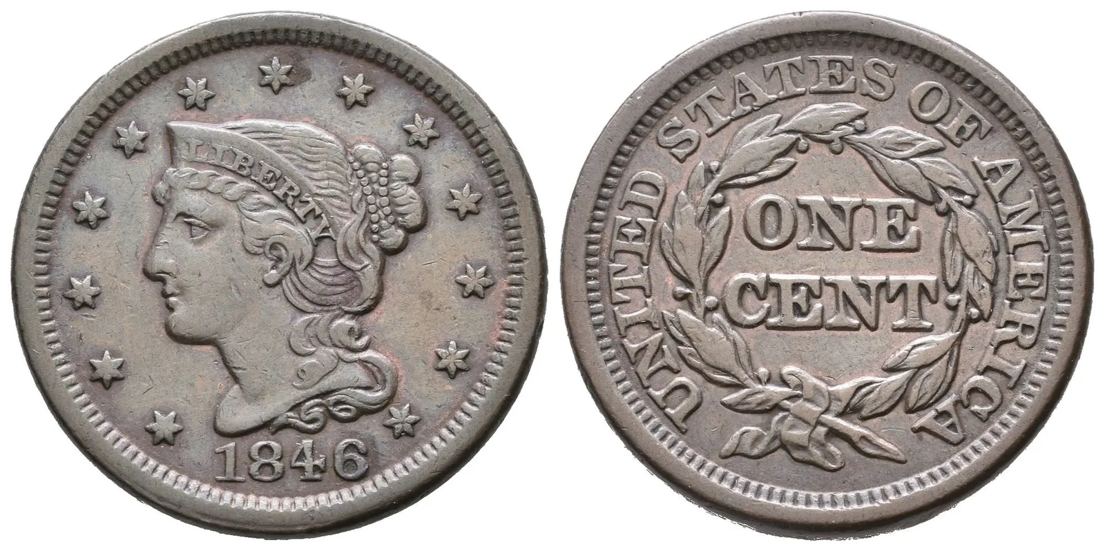 1 Cent 1846, KM.67, tmavá patina, rysky — 1