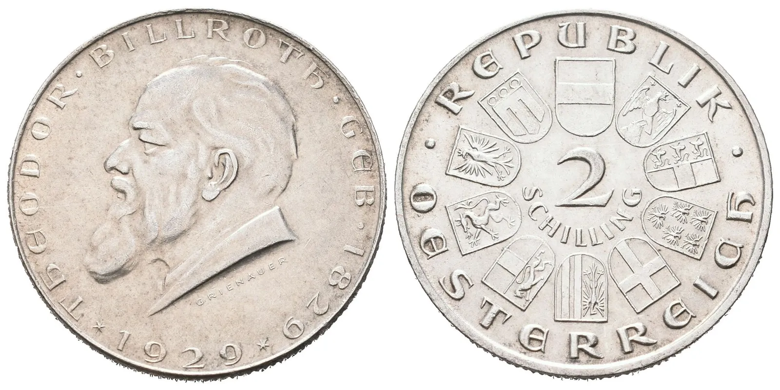 Rakousko, 2 Schilling 1929 - Billroth