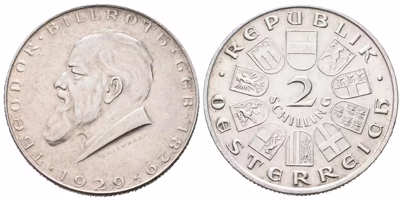 Rakousko, 2 Schilling 1929 - Billroth