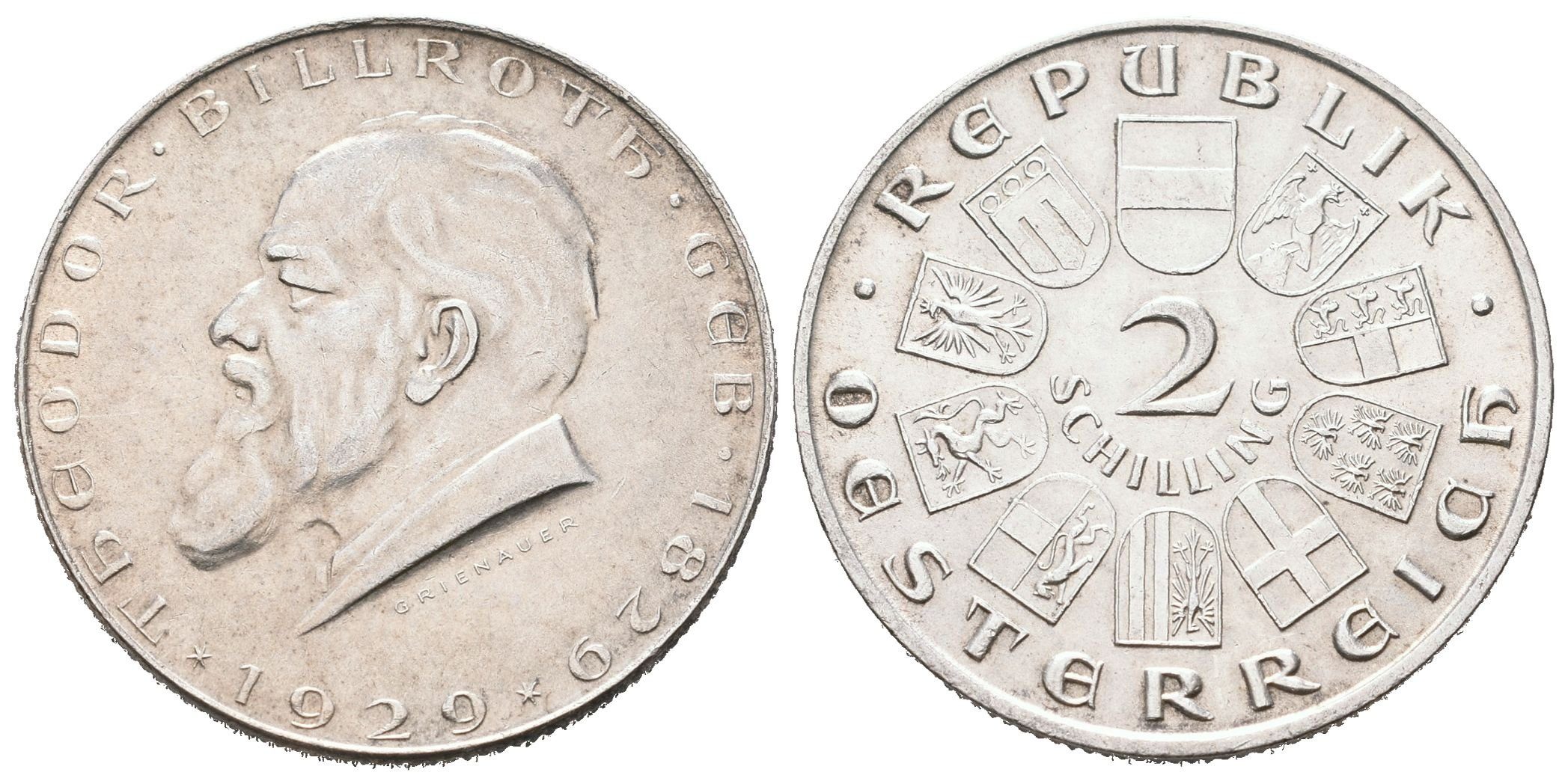 Rakousko, 2 Schilling 1929 - Billroth