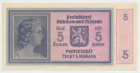 Protektorát Čechy a Morava, 5 Koruna b.d. (1940), tisk Pardubice, série P, Hej.31d - fotografie 2