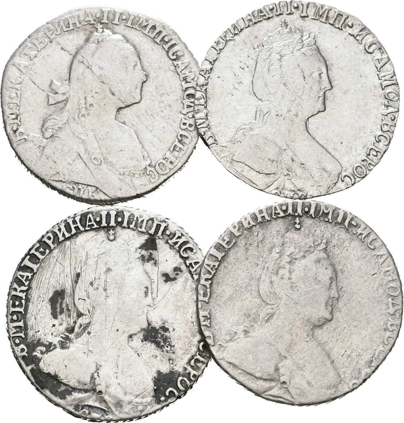 Grivennik 1767, 1779, 1784, 1785 SPB, St. Peterburg_4 ks — 1
