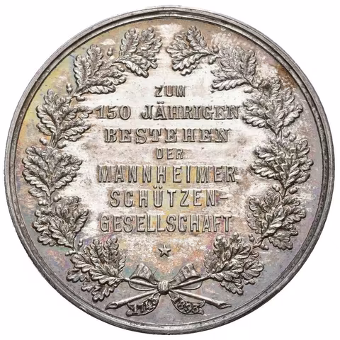 AR Medaile 1893 - Jubilejní střelby k 150. výročí založení střel. spolku v Mannheimu.