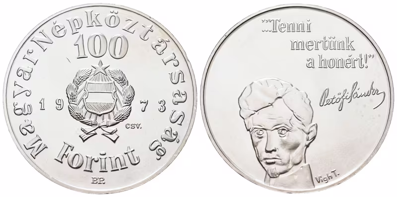 Maďarsko, 100 Forintů 1973 - Sándor Petőfi