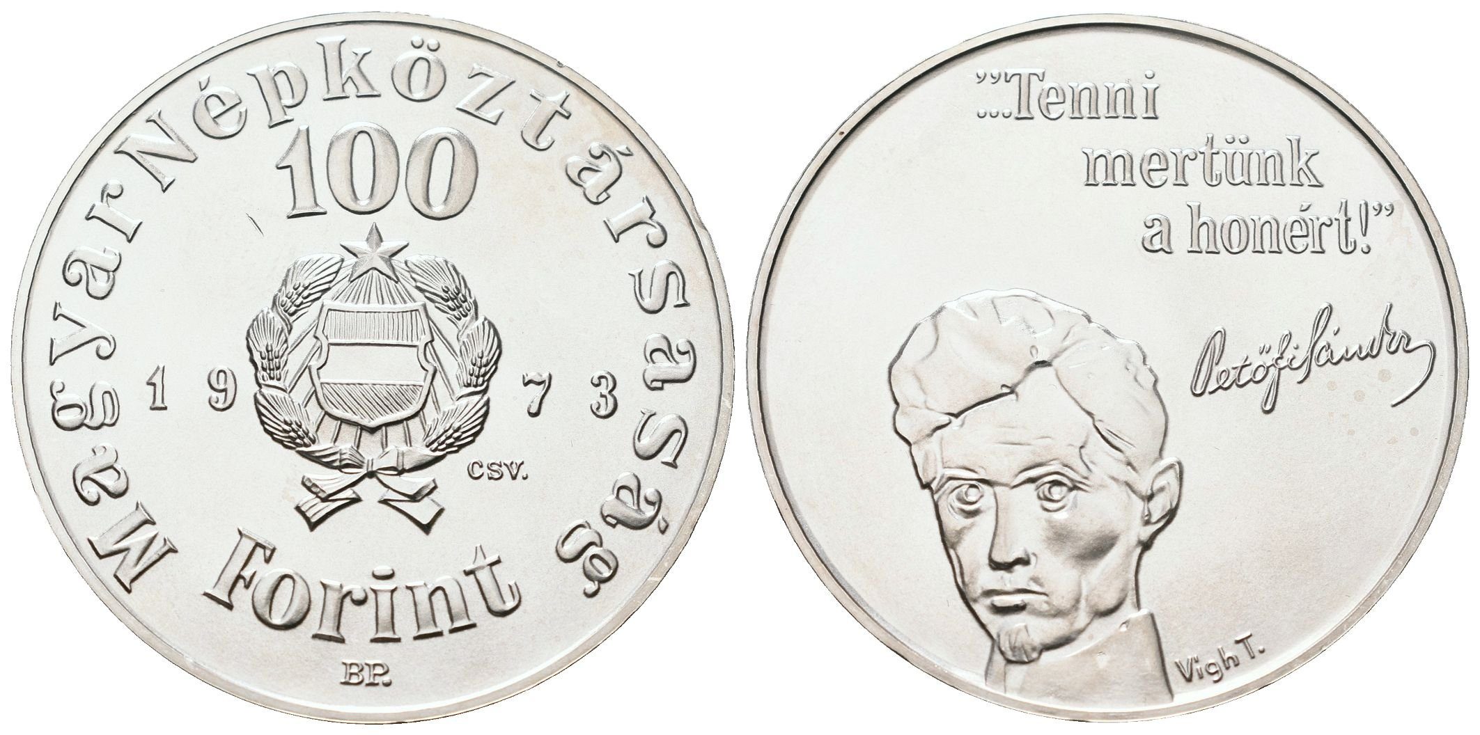 Maďarsko, 100 Forintů 1973 - Sándor Petőfi