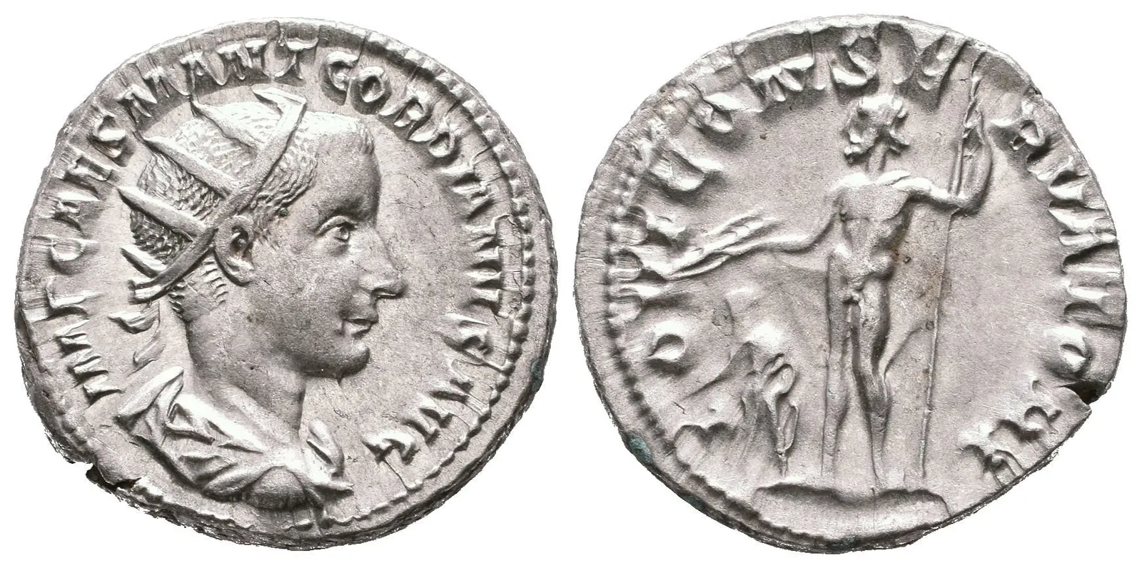 Antoninian, 238 - 239, Rv: IOVI CONSERVATORI, stojící Jupiter čelně hledí — 1