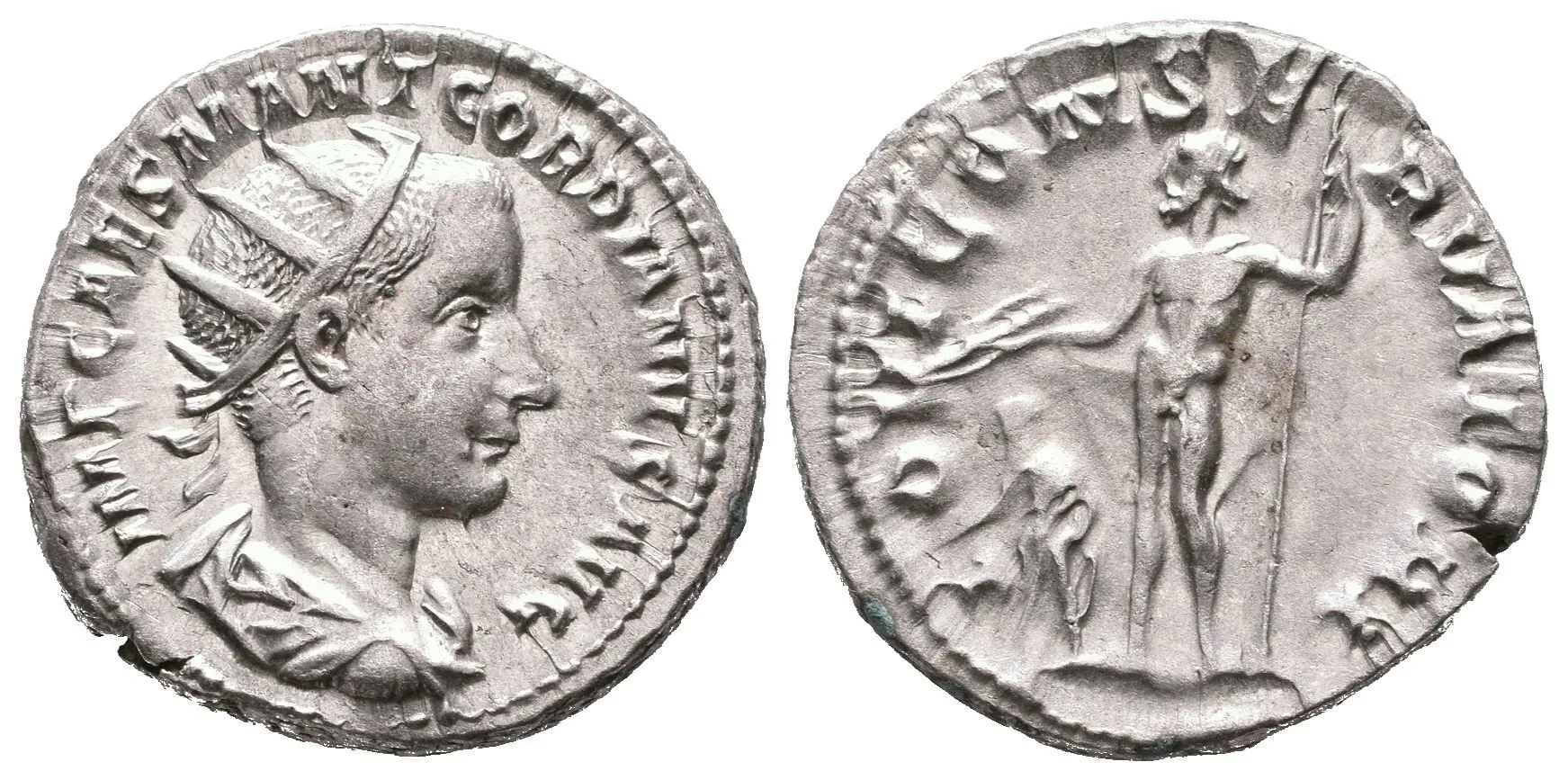 Antoninian, 238 - 239, Rv: IOVI CONSERVATORI, stojící Jupiter čelně hledí — 1