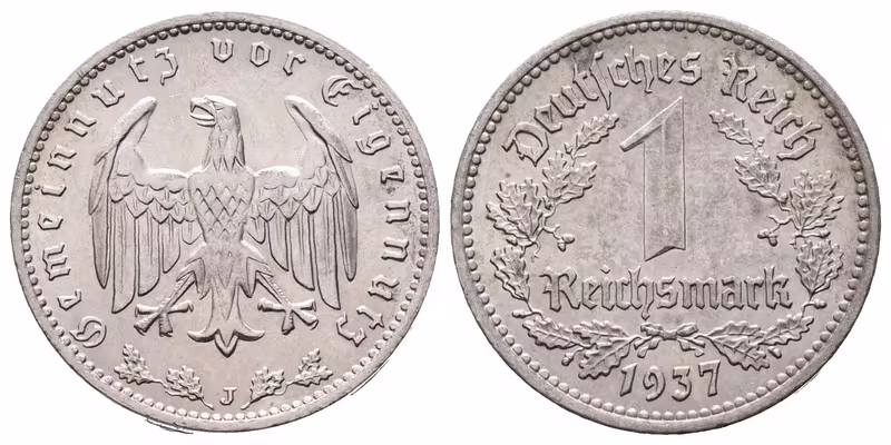 III. říše, 1 Marka 1937 J, Hamburg