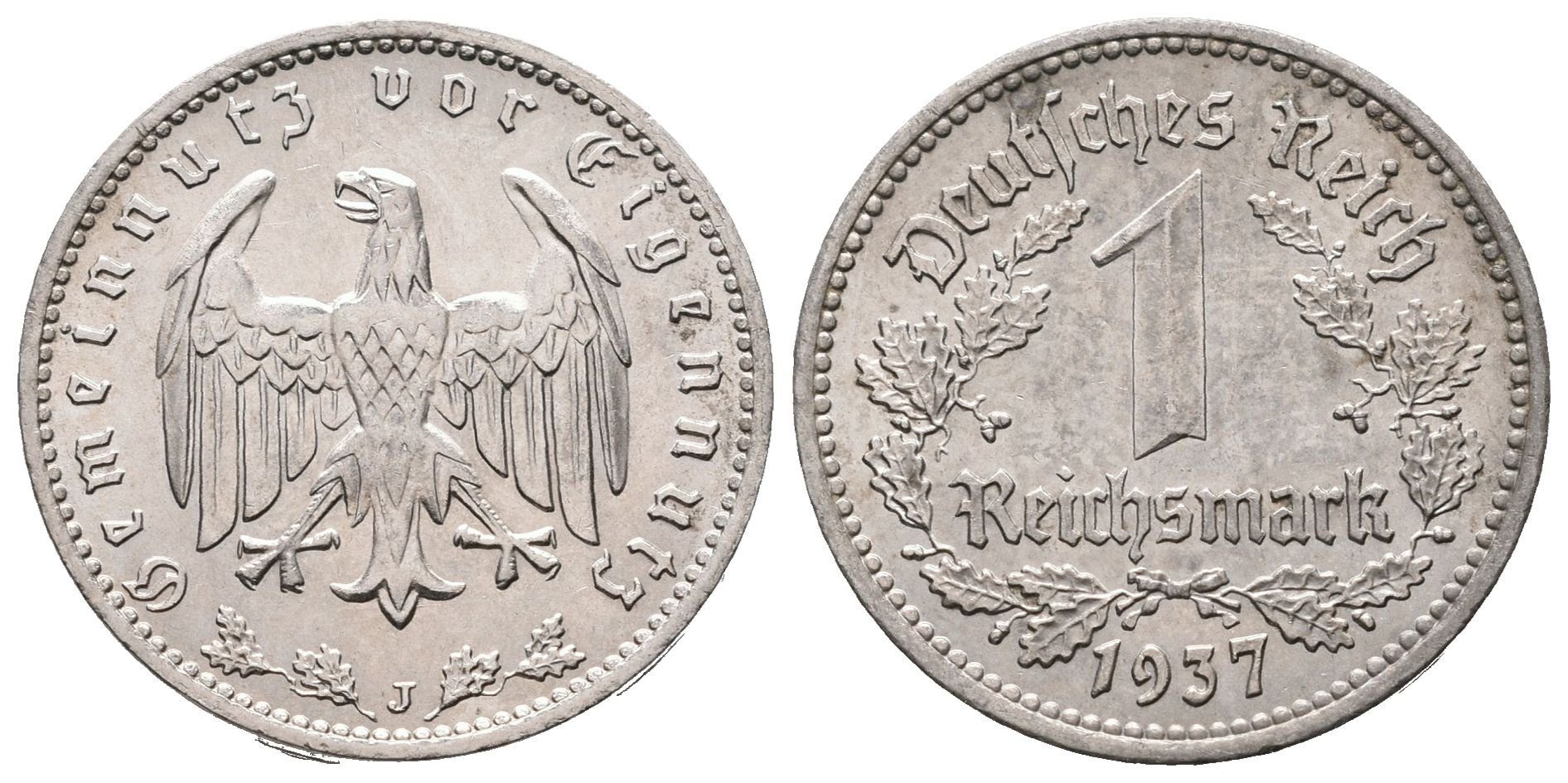 III. říše, 1 Marka 1937 J, Hamburg
