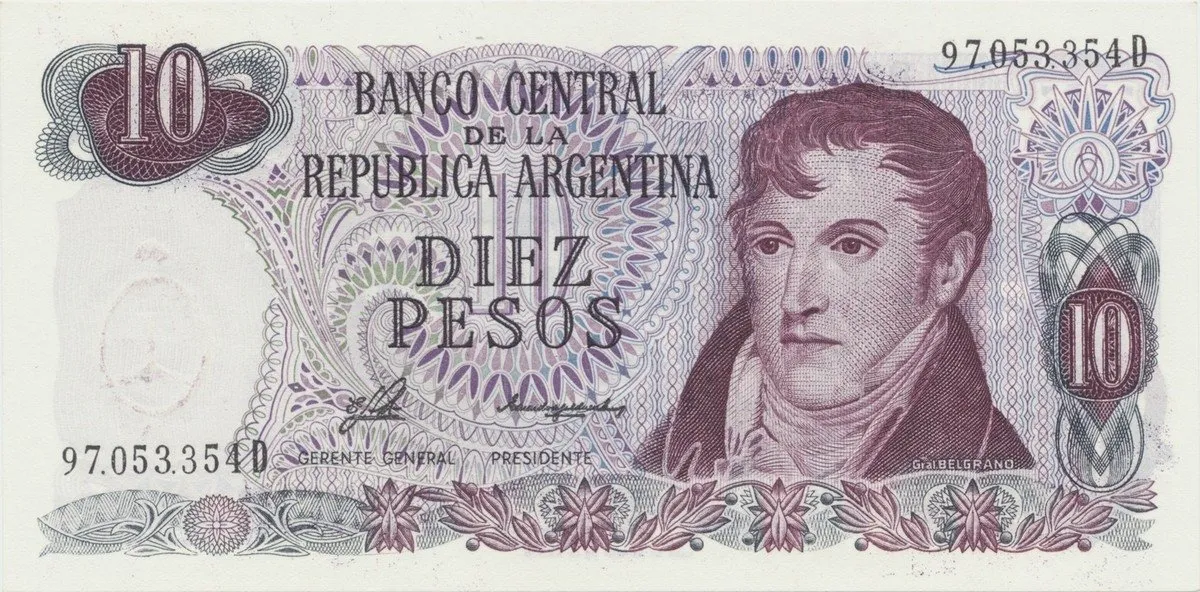 Argentina, 10 Pesos (1976~1983), P.300