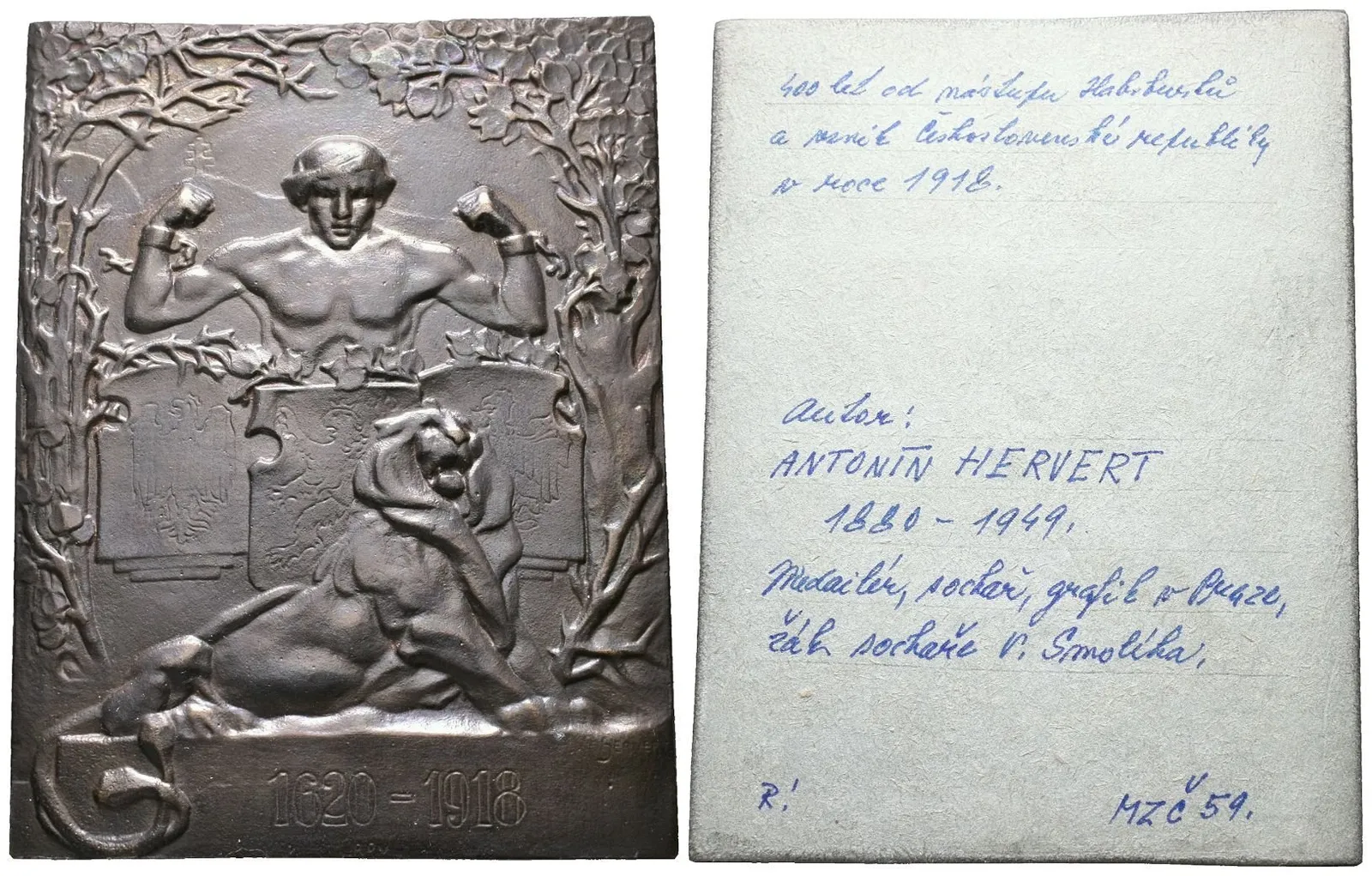 AE Plaketa 1918 - K výročí bitvy na Bílé hoře a vznik ČSR. — 1