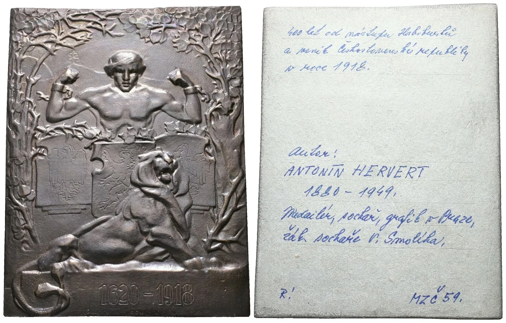 AE Plaketa 1918 - K výročí bitvy na Bílé hoře a vznik ČSR. — 1