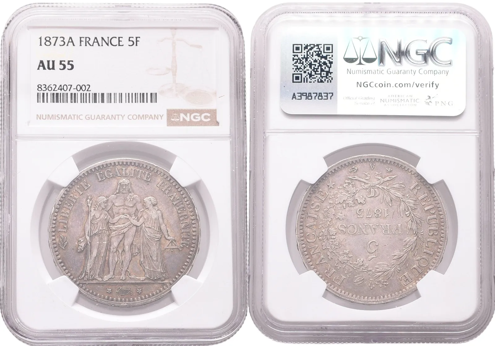 Francie, 5 Frank 1873 A - NGC