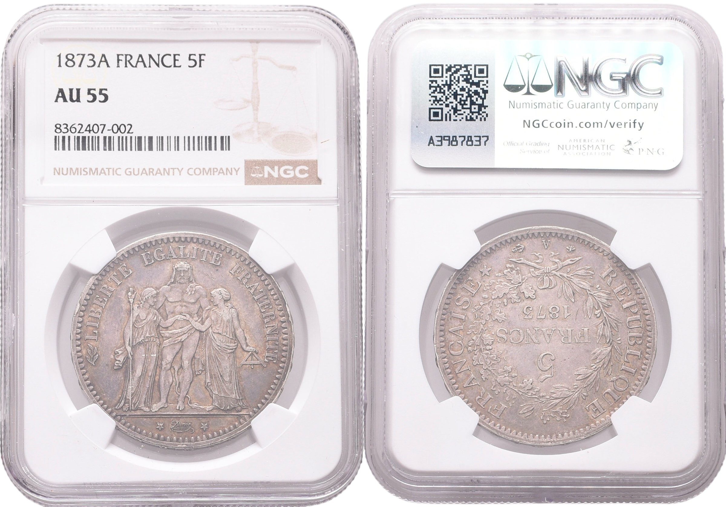 Francie, 5 Frank 1873 A - NGC