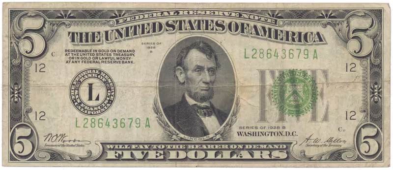 USA, 5 Dollars 1928B, Pick.420b