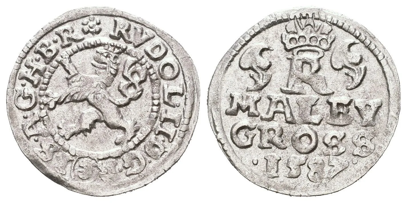 Malý groš 1587, České Budějovice-Mattighofer, HN.25a (opis 7a), — 1