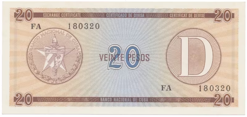 Kuba, 20 Pesos b.d., série D, P.FX31
