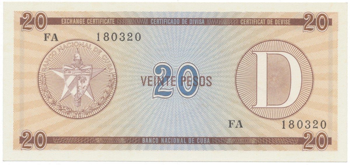 Kuba, 20 Pesos b.d., série D, P.FX31