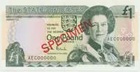 Jersey, 1 Pound (2000), bankovní vzor, přetisk SPECIMEN, P.26bs