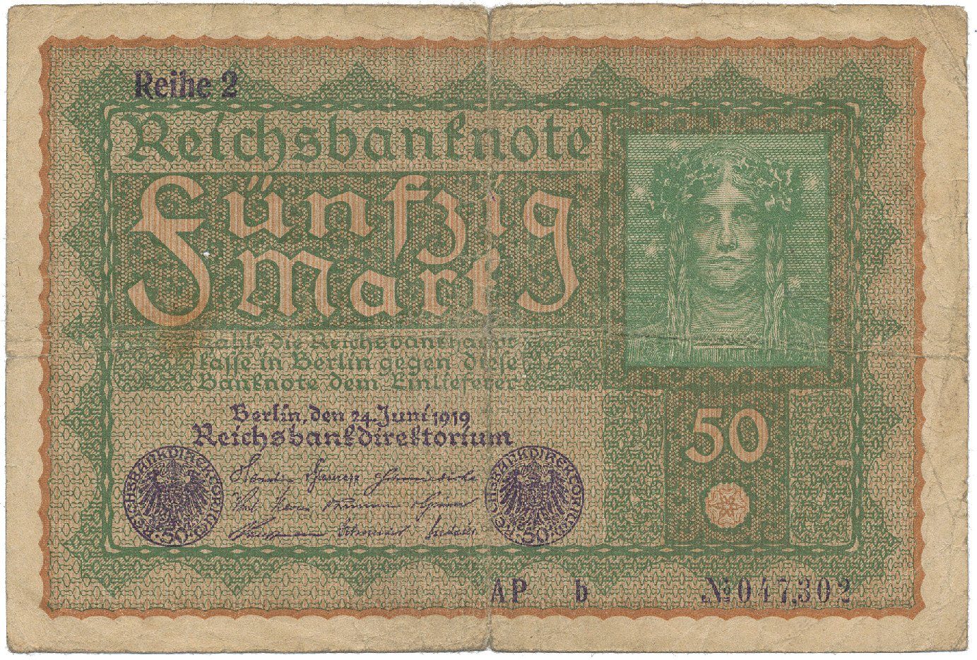 Německo, 50 Mark 1919, Reihe 2, Ro.62b