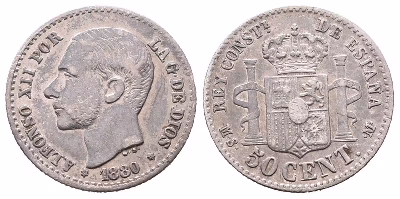 Španělsko, 50 Centimo 1880