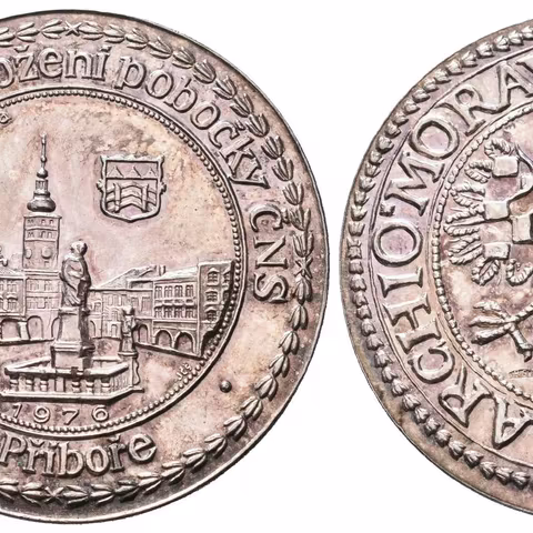 AR Medaile 1976 - K 20. výročí založení pobočky ČNS. Ag 0,900, 33 mm