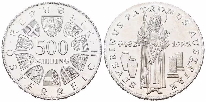 Rakousko, 500 Schilling 1982 - Sv. Severinus