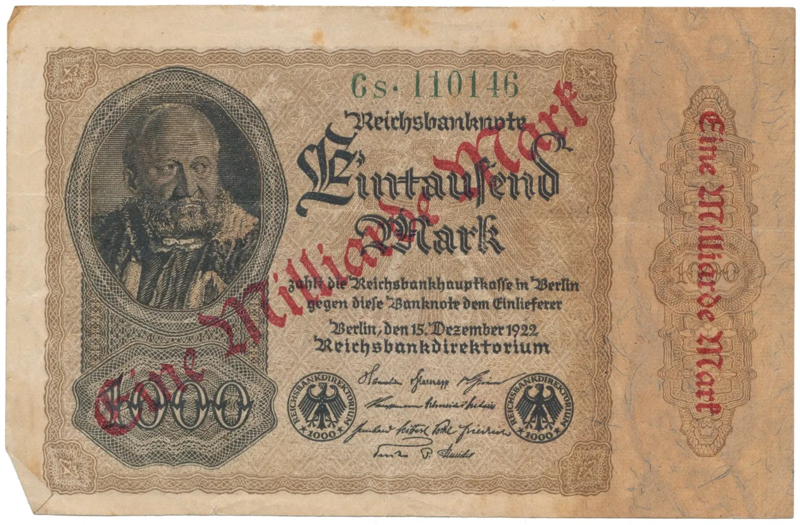 Německo, 1 Milliarde Mark 1923, Ro.110b