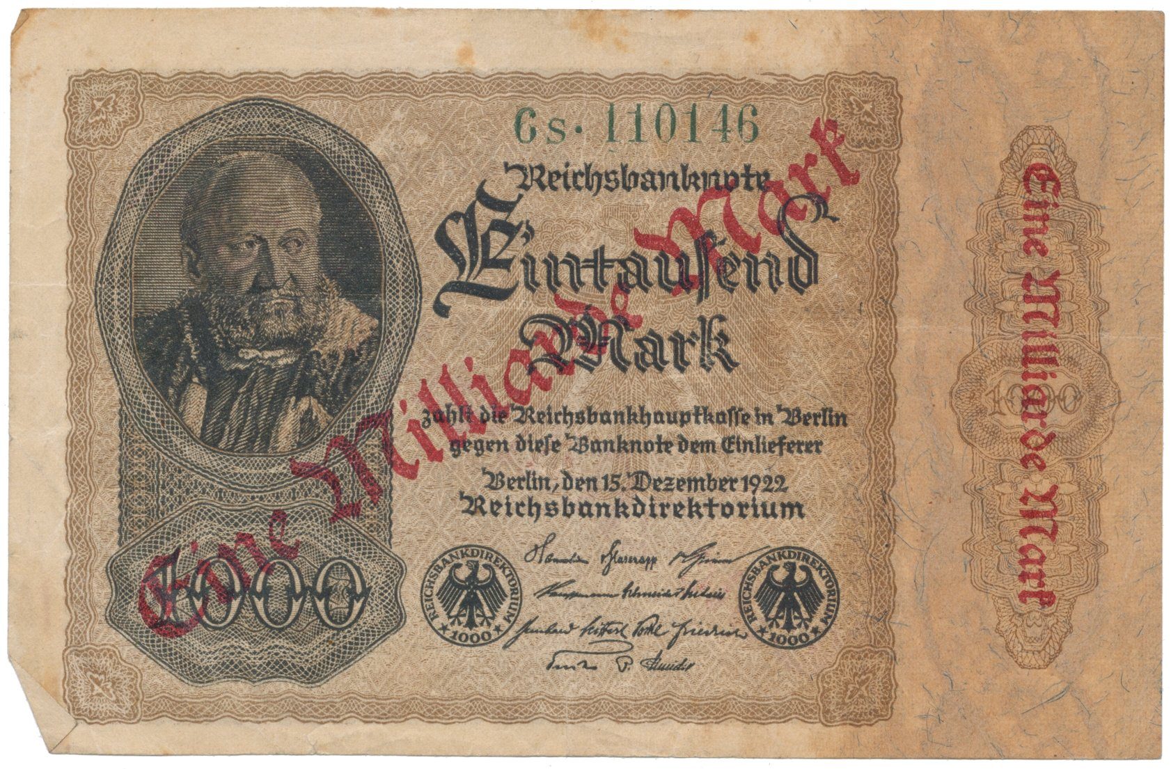 Německo, 1 Milliarde Mark 1923, Ro.110b