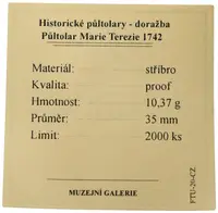 Replika - Historický 1/2 tolar - Marie Terezie 1742 - fotografie 2
