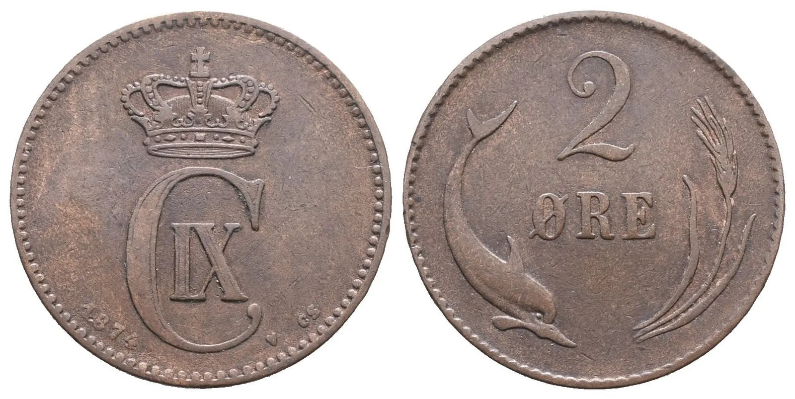 Dánsko, 2 Öre 1874 CS